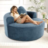Round Sofa Bed with Memory Foam Sectional Couches for Living Room, Cloud Couch with three pillows