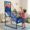 Kids Single Shot Basketball Arcade Game, Indoor Basketball Hoop with 2 Balls & Pump, Foldable Stand for Toddlers & Children