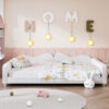 Full size Upholstered Daybed, Sherpa Fabric Sofabed with Cloud-Shaped Backrest, No Box-spring Needed