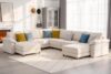 Oversized L Shaped Sectional Couch for Living Room, Extra Large Deep Seat Modular Sectional Sofa with Washable Covers, Modern Cloud Couch for Apartment, Bedroom (Beige, U Shape 8 Seat)