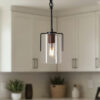 Modern Industrial Pendant Light with Clear Glass Shade, Adjustable Metal Pendant Lighting for Kitchen Island Dining Room Entryway, Easy Clean Glare-Free Home Light Fixture