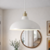 Astral Single Light White Pendant Lamp with Golder Brass Finish for Entrance Kitchen Island 14"D × 8"H