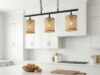 Elysian Three Lights Island With Natural Rattan Shade Farmhouse Chain Ceiling Lamp