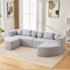 Boneless Couch Modular Sectional Sofa 114.9" Free-combined Sofa Couch Sofa Bed Compression Sofa with Deep Seating and Curved Design for Living Room