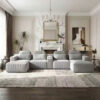 Modern Gray Velvet U-Shaped Velvet Sectional Sofa - 3-Piece Living Room Set with Chaise Lounge & Cup Holders - 145.7"/370cm Extra Large Modular Sofa for Home Theater, Family Room, Luxury Living Space