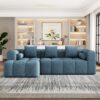101.2" Sectional Sofa Full-Compressed Sofa Modular Sofa Couch Free-combined Sofa with Deep Seating and Two Side Pockets for Living Room