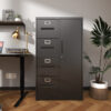 Metal Storage Vertical Filing Cabinet with Lock, Steel File Locker with 4 Drawers and 1 door for School, Living Room, Bedroom, Office (Black)