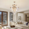 Golden Luxury Crystal Chandelier Modern Chandeliers Lights Fixture Hanging Pendant Light Fixture for Dining Room Bedroom Living Room Dia 23.6 Inch-Gold