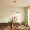 Jewel Four Lights Modern Farmhouse Chandelier Ceiling Hanging Light Fixture For Kitchen Island Dining Room 36"L × 20"W × 7.25"H with Clear Glass