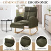 015B-Teddy Fabric Leisure Rocking Chair,Nursery Rocking Chair With Adjustable Footstool,Thickened Headrest And High Backrest, Storage Pocket On The Right Side,The Base Rocker Is Solid Wood - Image 14