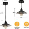 Farmhouse Vintage Pendant Light Black Fixture Pendant Lights with Spring Frame Adjustable Metal Hanging Lamp for Kitchen Island Dining Room Bedroom Living Room Barn Entryy, E26 - Image 6