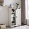 5 Drawers Dresser w/Sliding Barn Door, Farmhouse Modern Tall Dresser 5 Chest of Drawers, Storage Organizer Dresser for Bedroom, Hallway, Living Room, Kids Room WHITE - Image 4