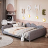 Full size Upholstered Daybed, Sherpa Fabric Sofabed with Cloud-Shaped Backrest, No Box-spring Needed - Image 5