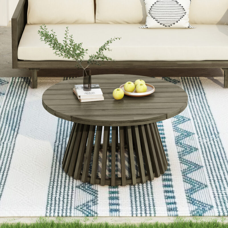 Acacia Wood Patio Coffee Table - Image 4