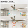 60" Modern Wood Ceiling Fan with Light and Remote Control,6-Speed Noiseless Reversible DC Motor, Ceiling Fan for Kitchen Dinning Living Room - Image 4