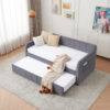 Twin Upholstered Daybed Frame with Trundle, Twin Size Sofa Bed for Bedroom Living Room Guest Room, Wood Slat Support - Image 8