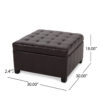 Upholstered Tufted PU Leather Storage Ottoman, Dark Brown - Image 3