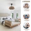 19" Bedroom Fan Light with Rope Suspension with 4 Bulbs, Dimmable, 7 Dlades, Reversible DC Motor - Image 7