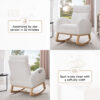 015B-Teddy Fabric Leisure Rocking Chair,Nursery Rocking Chair With Adjustable Footstool,Thickened Headrest And High Backrest, Storage Pocket On The Right Side,The Base Rocker Is Solid Wood - Image 5
