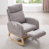 015B-Teddy Fabric Leisure Rocking Chair,Nursery Rocking Chair With Adjustable Footstool,Thickened Headrest And High Backrest, Storage Pocket On The Right Side,The Base Rocker Is Solid Wood - Image 21