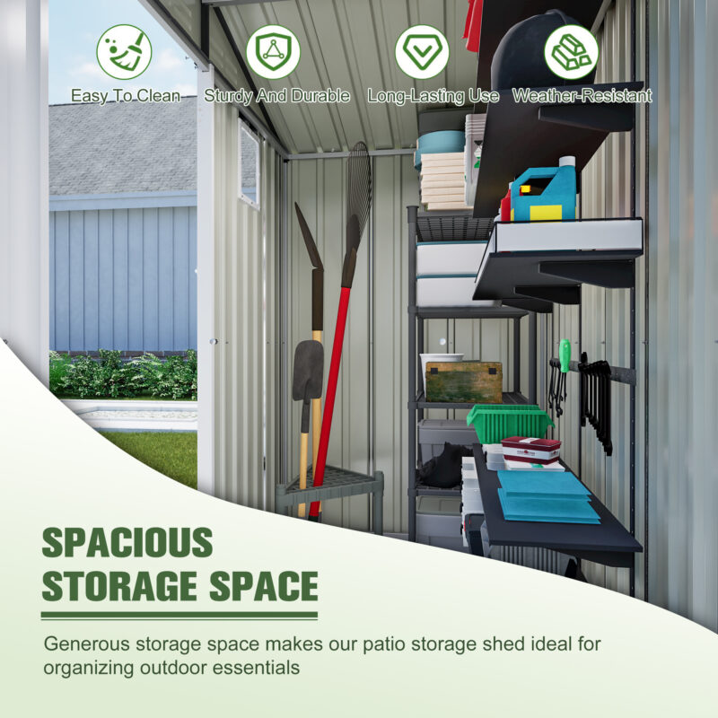 Metal Outdoor Storage Shed 6FT x 4FT, Steel Utility Tool Shed Storage House , Metal Sheds Outdoor Storage for Backyard Garden Patio Lawn (6' x 4'),Gray - Image 3