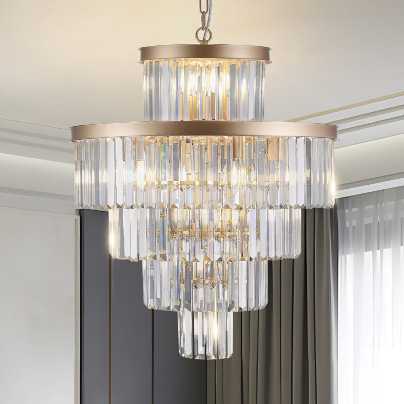Golden Luxury Crystal Chandelier Modern Chandeliers Lights Fixture Hanging Pendant Light Fixture for Dining Room Bedroom Living Room Dia 23.6 Inch-Gold - Image 10