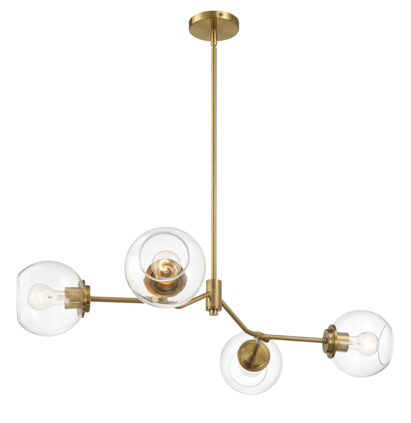 Jewel Four Lights Modern Farmhouse Chandelier Ceiling Hanging Light Fixture For Kitchen Island Dining Room 36"L × 20"W × 7.25"H with Clear Glass - Image 5