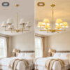 6-Light Rope + Fabric shade Chandelier,Gold Chandelier,Chandelier Romantic Golden,Adjustable Pendant Lights Living Room Dining Room Decoration Lamp Custom Hotel Project Lighting - Gold- - Image 8