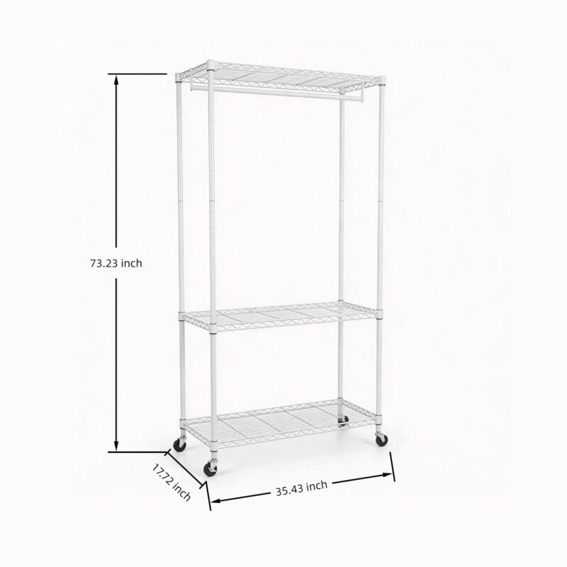 Rolling Clothes Rack, Garment Rack, Heavy Duty Garment Rack, Freestanding Clothes Rack, Closet Organizer and Storage - Image 6