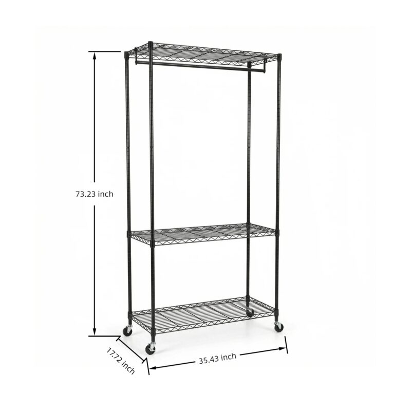 Rolling Clothes Rack, Garment Rack, Heavy Duty Garment Rack, Freestanding Clothes Rack, Closet Organizer and Storage - Image 2