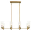 Willow Eight Lights Island With Clear Ribbed Glass Pendant Lamp - Satin Brass - Image 6