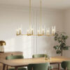 Willow Eight Lights Island With Clear Ribbed Glass Pendant Lamp - Satin Brass - Image 3