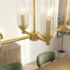 Willow Eight Lights Island With Clear Ribbed Glass Pendant Lamp - Satin Brass - Image 4