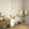 Willow Eight Lights Island With Clear Ribbed Glass Pendant Lamp - Satin Brass - Image 2