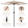 10FT Patio Umbrella, Outdoor Market Yard Umbrella, Sun Shade Umbrella with Push Button Tilt and Crank Mechanism for Garden, Deck, Pool and Backyard, Not Include Umbrella Base - Image 22