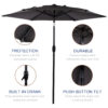 10FT Patio Umbrella, Outdoor Market Yard Umbrella, Sun Shade Umbrella with Push Button Tilt and Crank Mechanism for Garden, Deck, Pool and Backyard, Not Include Umbrella Base - Image 12