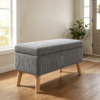 32 inch Wide Olive Beige Corduroy Storage Ottoman Bench with Wooden Legs, Flip-Top Storage Box, Soft Upholstered End of Bed Bench, Footrest & Shoe Bench for Bedroom, Living Room, Entryway - Image 19