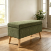 32 inch Wide Olive Beige Corduroy Storage Ottoman Bench with Wooden Legs, Flip-Top Storage Box, Soft Upholstered End of Bed Bench, Footrest & Shoe Bench for Bedroom, Living Room, Entryway - Image 28