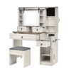 Farmhouse Vanity Desk with Sliding Mirror and Lights, Vanity Set with Glass Top and Charging Station ,Dressing Table with 4 Drawers and 2 Cabinets, Dressing Table with Stool for Bedroom - Image 8