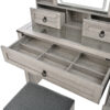 Farmhouse Vanity Desk with Sliding Mirror and Lights, Vanity Set with Glass Top and Charging Station ,Dressing Table with 4 Drawers and 2 Cabinets, Dressing Table with Stool for Bedroom - Image 27