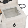 Farmhouse Vanity Desk with Sliding Mirror and Lights, Vanity Set with Glass Top and Charging Station ,Dressing Table with 4 Drawers and 2 Cabinets, Dressing Table with Stool for Bedroom - Image 10