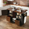 K&K 54" Farmhouse Kitchen Island with Drop Leaf, Power Outlet, Kitchen Storage Cart with 2 Doors, 2 Drawers, Rolling Kitchen Island on 4 Large Wheels with Spice Rack for Kitchen, Dining Room