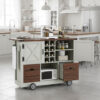 K&K 54" Farmhouse Kitchen Island with Drop Leaf, Power Outlet, Kitchen Storage Cart with 2 Doors, 2 Drawers, Rolling Kitchen Island on 4 Large Wheels with Spice Rack for Kitchen, Dining Room - Image 13