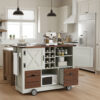 K&K 54" Farmhouse Kitchen Island with Drop Leaf, Power Outlet, Kitchen Storage Cart with 2 Doors, 2 Drawers, Rolling Kitchen Island on 4 Large Wheels with Spice Rack for Kitchen, Dining Room - Image 11
