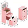 Dressing Table and Stool, 3-in-1 Multifunctional Dressing Table Set, Featuring Three-color Lighting Modes, HD Mirror, Two Sliding Drawers, and a Hidden Storage Stool - Image 3