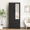 2 Door Wood Wardrobe for Bedroom with Hanging Clothing Rod inside the Cabinet and 2 Drawers for Storage Organization, Built-in induction light Multifunctional Closet with Mirror - Image 9