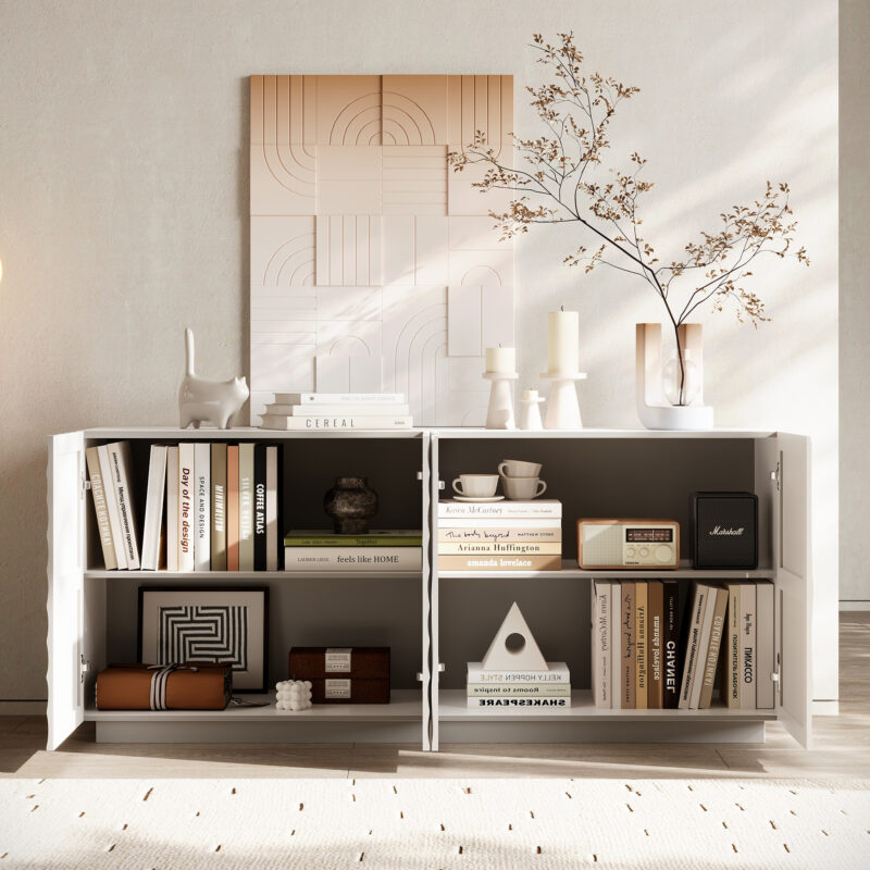 Buffet Cabinet with Storage ,4 Doors Modern Accent Storage Sideboard,Luxurious Floor Cabinet Buffet with Freestanding Anti Dumping for Kitchen, Living Room, 59" Wide Rectangular Sideboard - Image 6