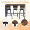 Bar Table and Chairs Set for 3, 4 Piece Industrial Dining Table Set with 3 PU Upholstered Bar Stools, Bar Table Set for Kitchen, Dining Room, Living Room, Bar, Cafe, Small Space Corner, Rustic Brown - Image 8
