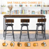 Bar Table and Chairs Set for 3, 4 Piece Industrial Dining Table Set with 3 PU Upholstered Bar Stools, Bar Table Set for Kitchen, Dining Room, Living Room, Bar, Cafe, Small Space Corner, Rustic Brown - Image 7