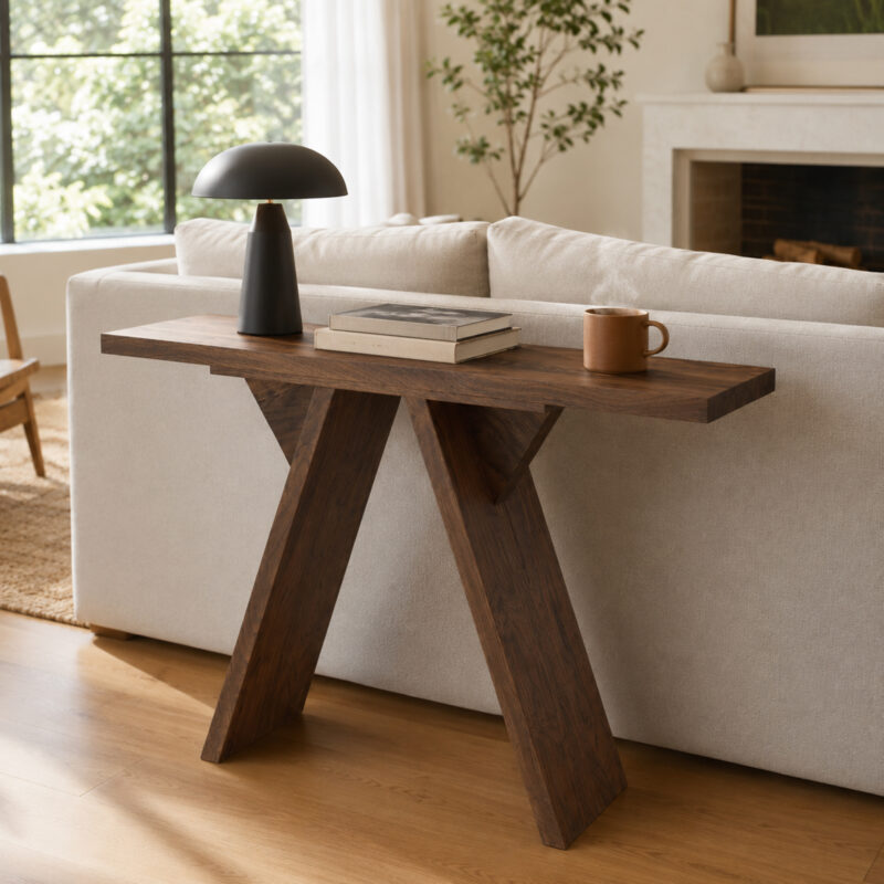 Console Table, 43.4-Inch Long Narrow Entryway Table with V-Shaped Base, Rustic Sofa Console for Hallway, Living Room, Behind Sofa - Image 14